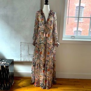 Anthropologie Owl Print Maxi Dress Size XS